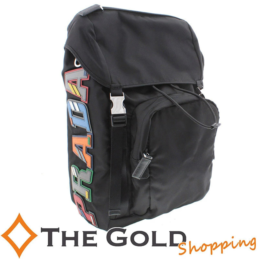 Prada Patch Backpack Multicolor Rucksack Gold Black